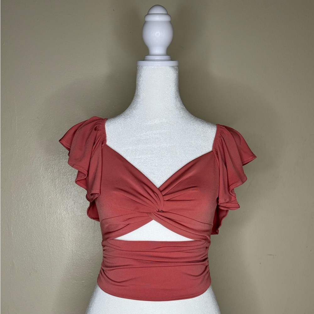 Fuchsia Crop peek a boo Top